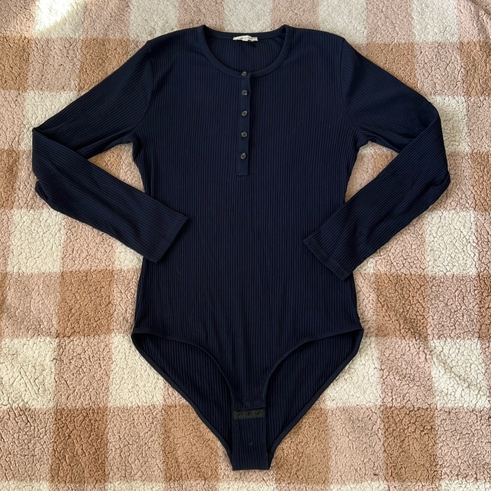 Madewell Navy Ribbed Bodysuit